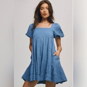 Pilcro Square-Neck Textured Babydoll Dress